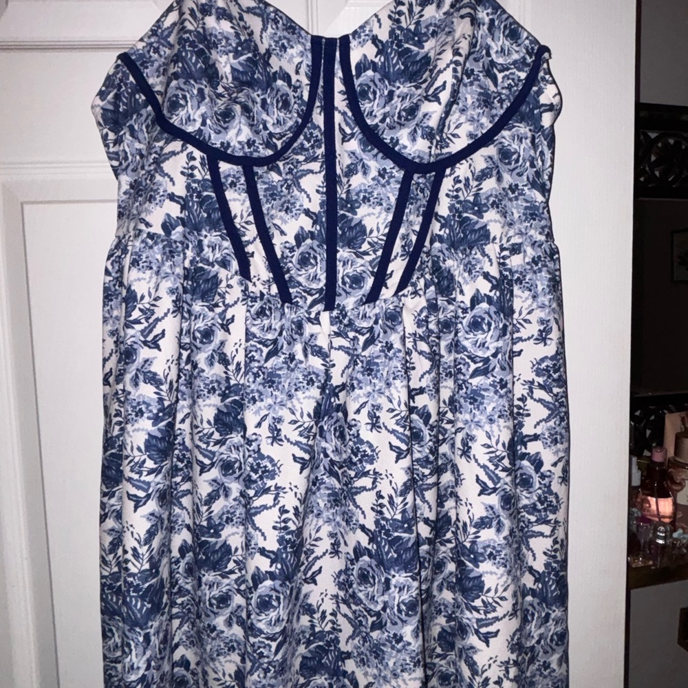 Floral Blue and White Dress
